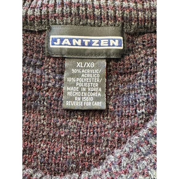 Jantzen Vintage Men's Sweater.Multicolor Geometric Wine Grey Blue S XL - Picture 5 of 7
